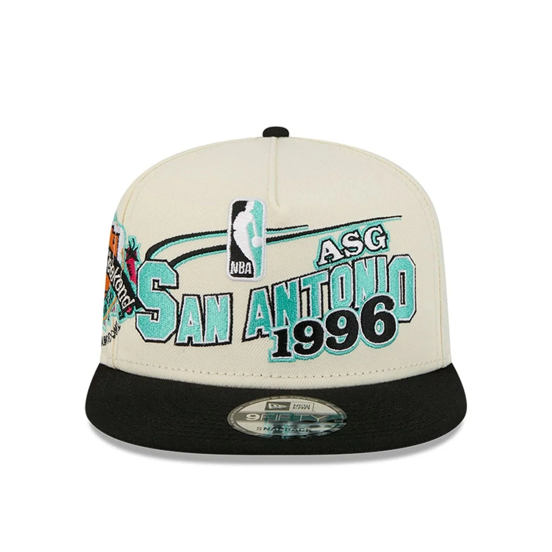 Spurs NBA Hardwood Classic ASG White 9FIFTY A-Frame Snapback Adjustable Cap - Image 3