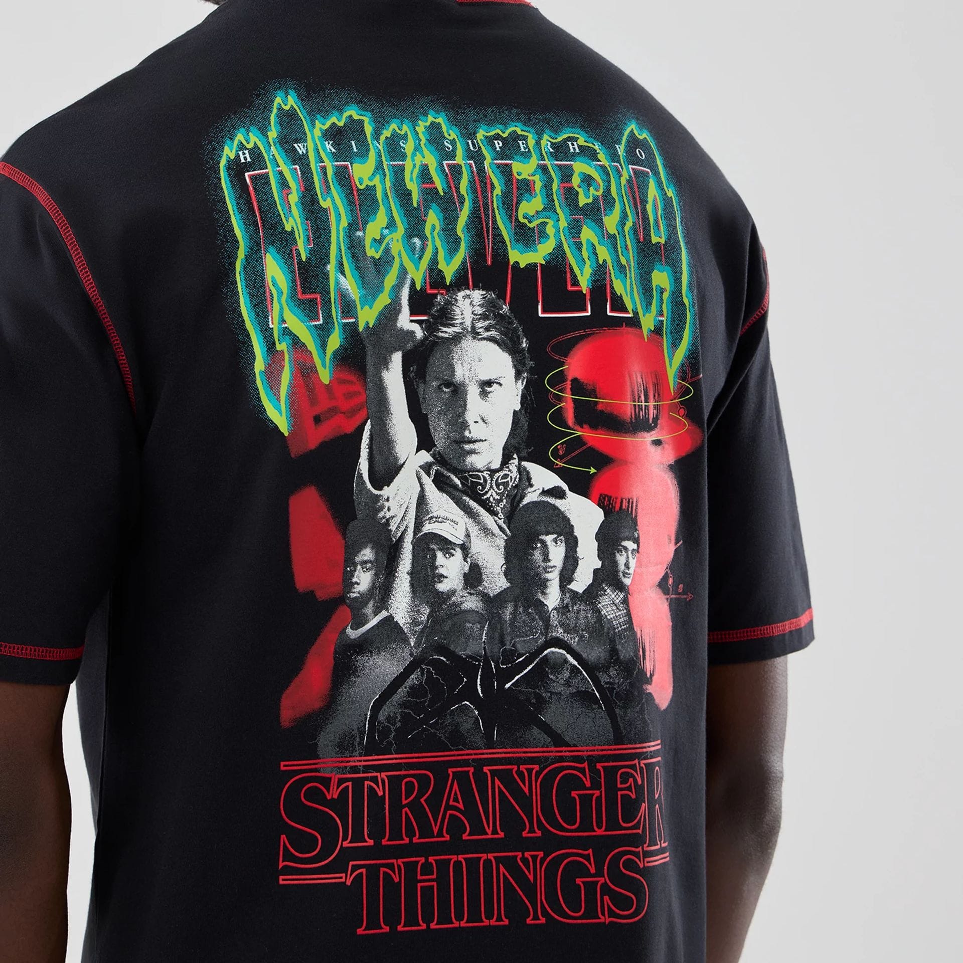 Stranger Things Black Oversized T-Shirt - Image 4