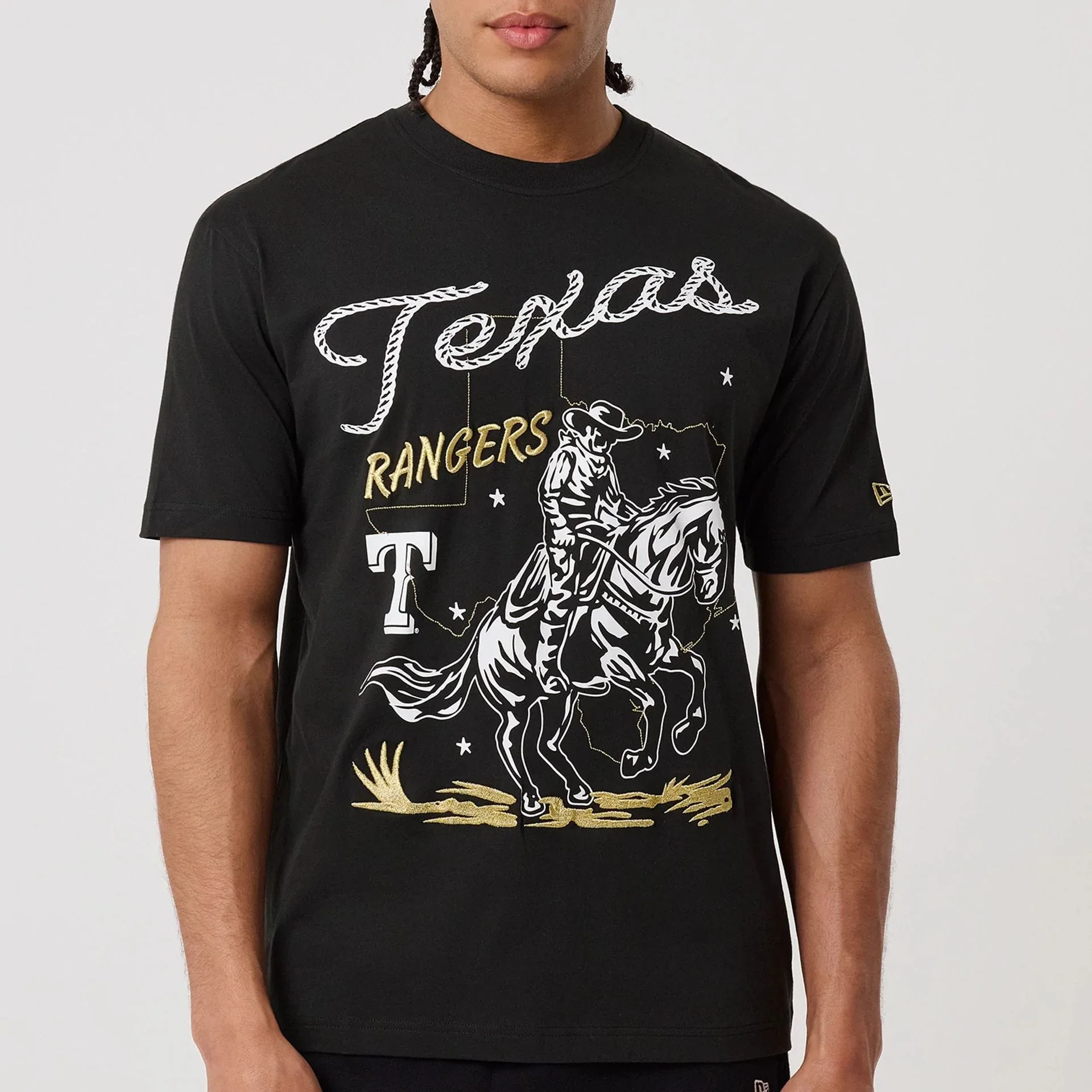 Texas Rangers MLB Cowboy Graphic Black T-Shirt - Image 5