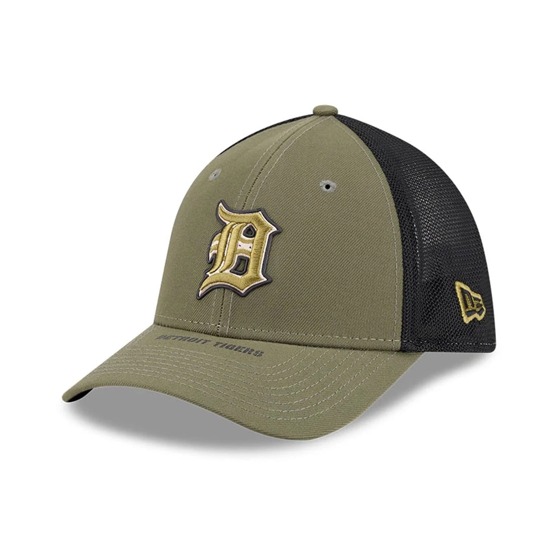 Tigers MLB Armed Forces Day 2026 Green 39THIRTY M-Crown Stretch Fit Cap - Image 3