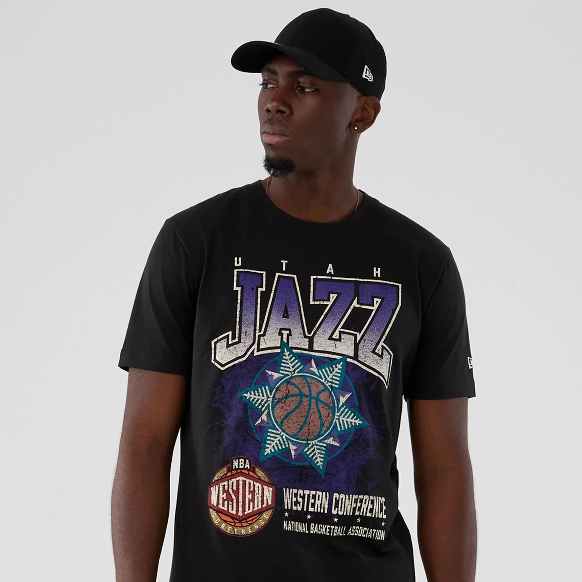 Utah Jazz NBA Hardwood Classic Black T-Shirt - Image 7