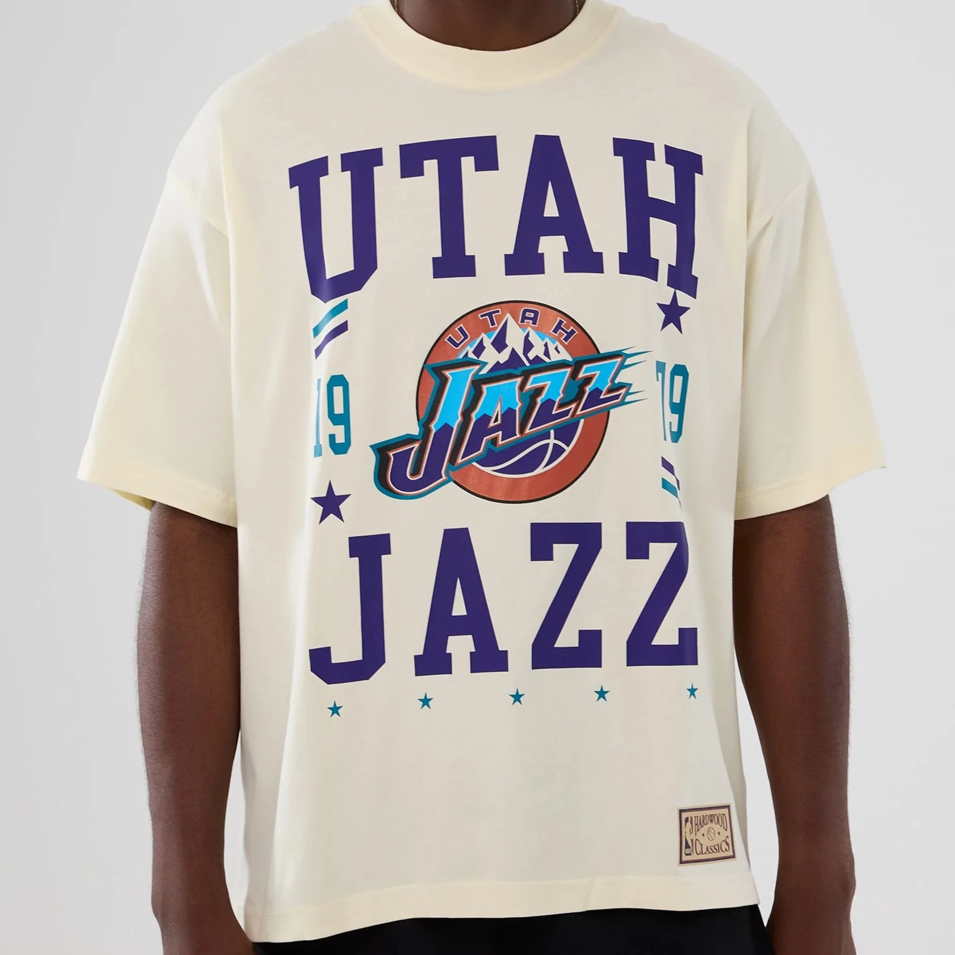 Utah Jazz NBA Hardwood Classic Cream T-Shirt - Image 3