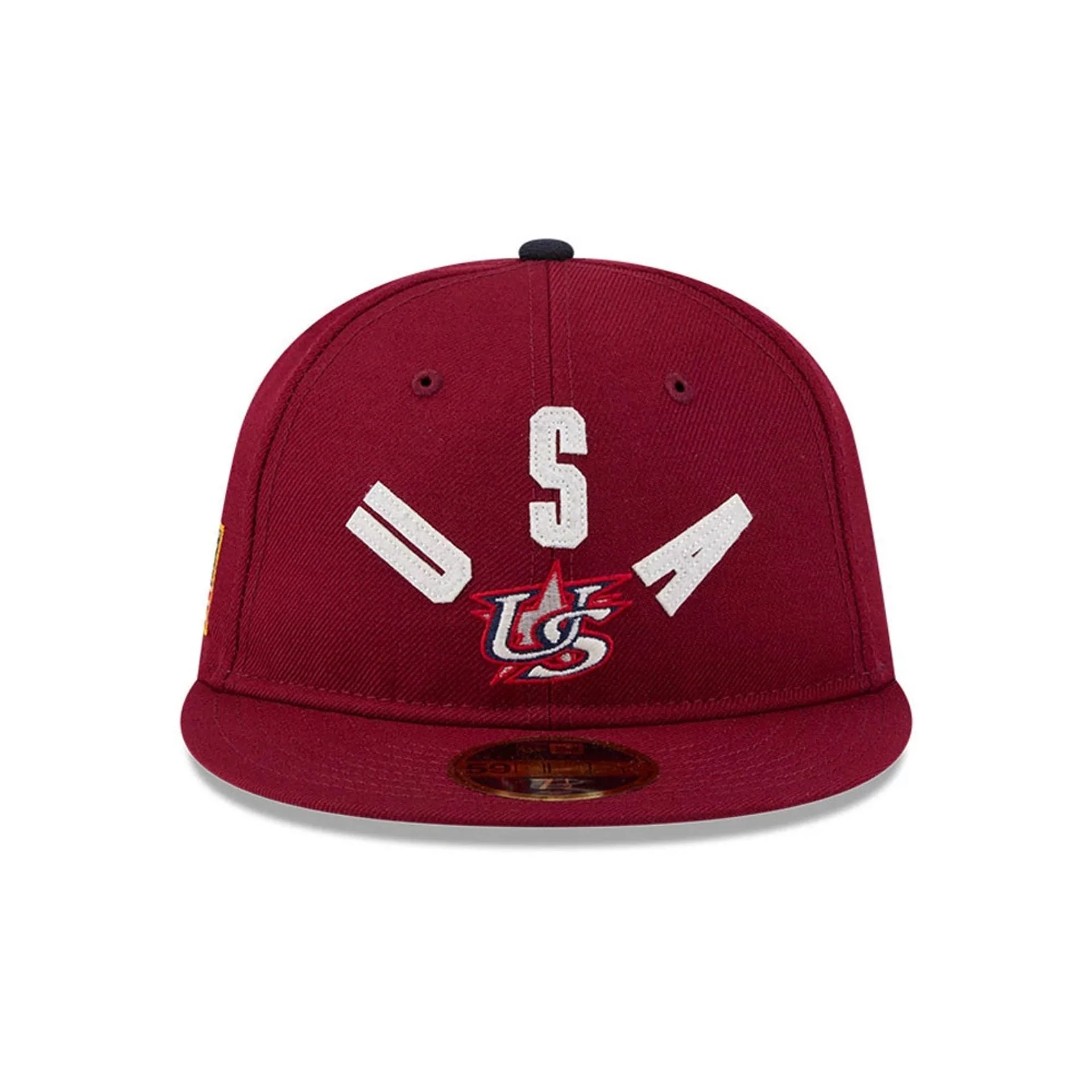 WBC USA Classical Script Dark Red Retro Crown 59FIFTY Fitted Cap - Image 3