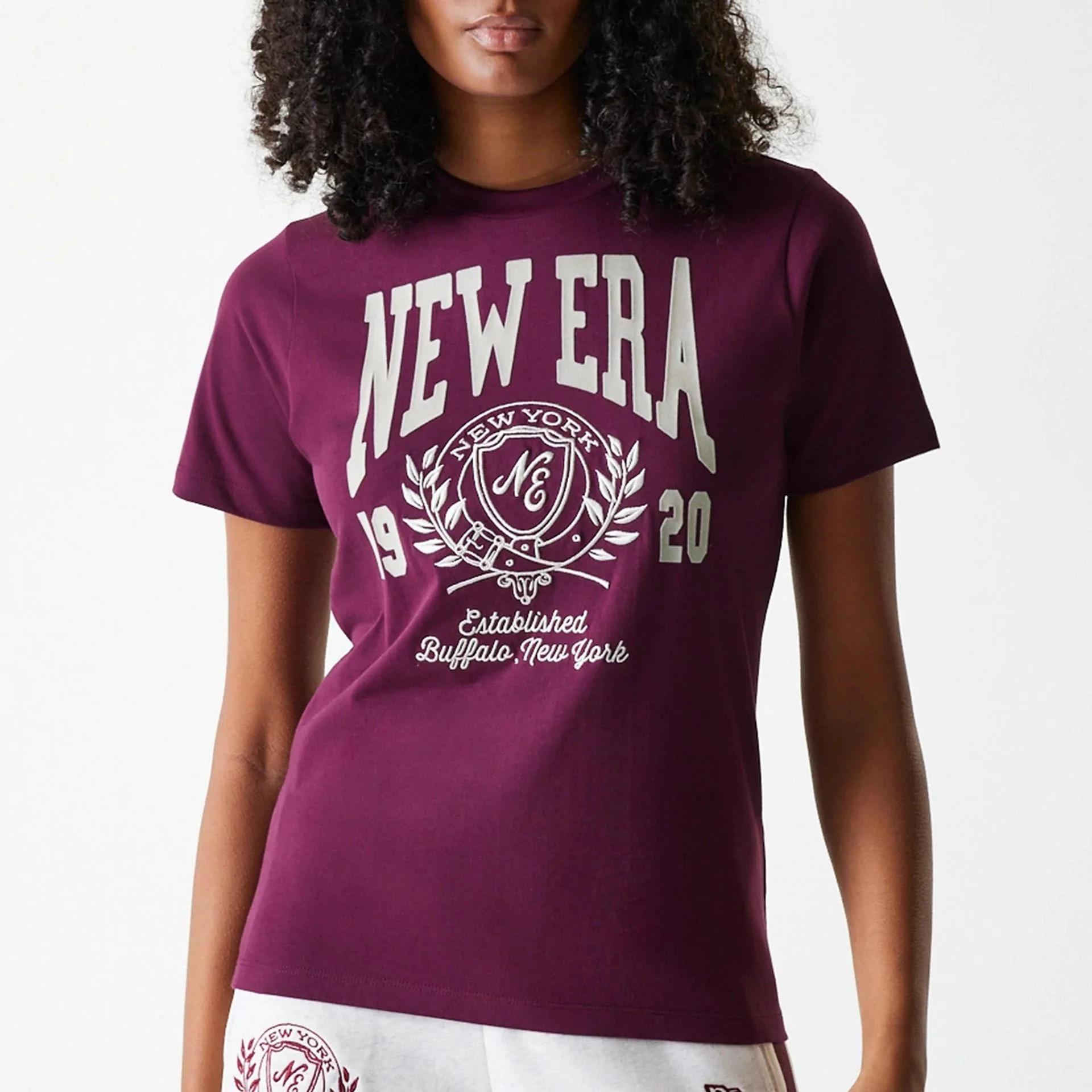 Womens New Era Crest Dark Red T-Shirt - Image 3
