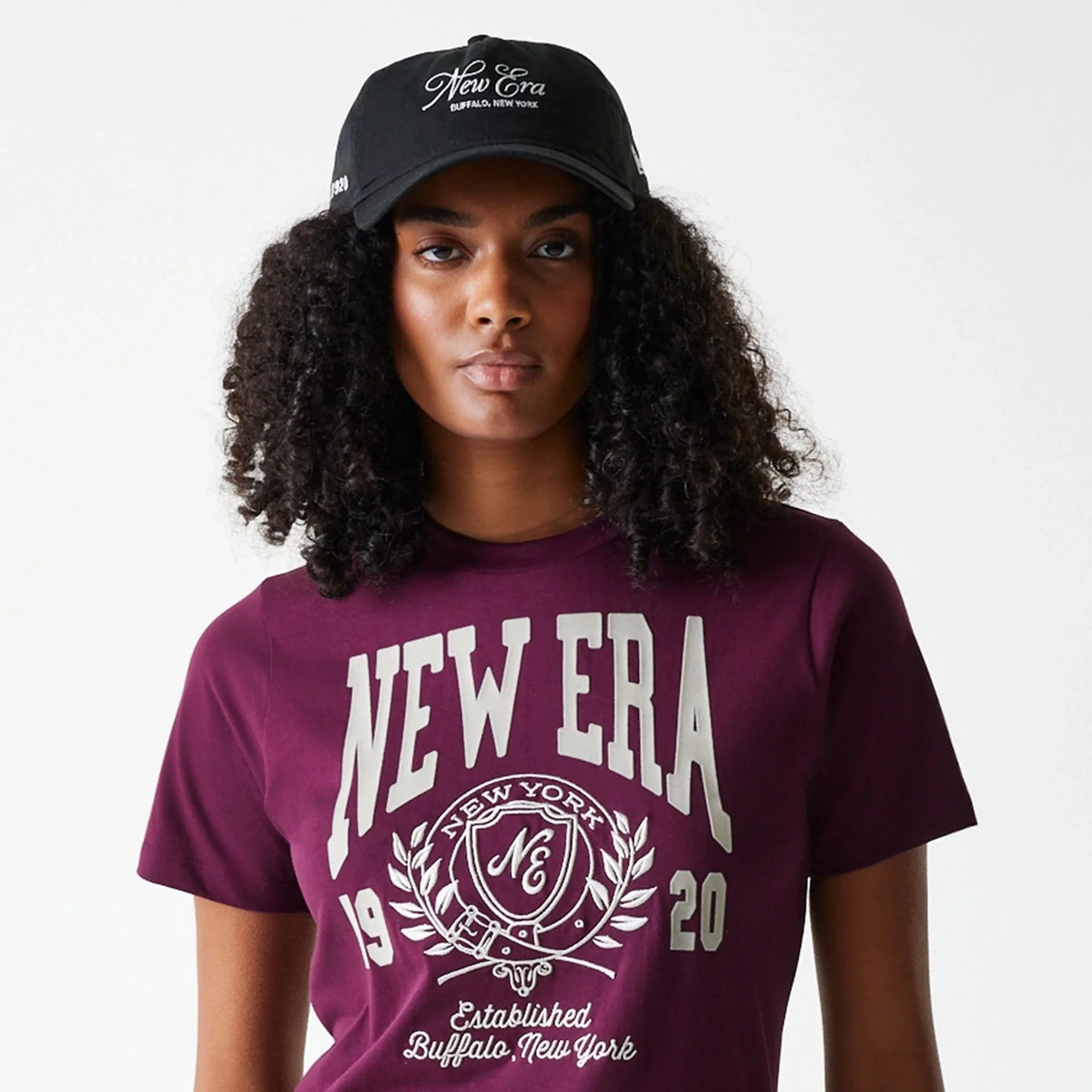 Womens New Era Crest Dark Red T-Shirt - Image 5