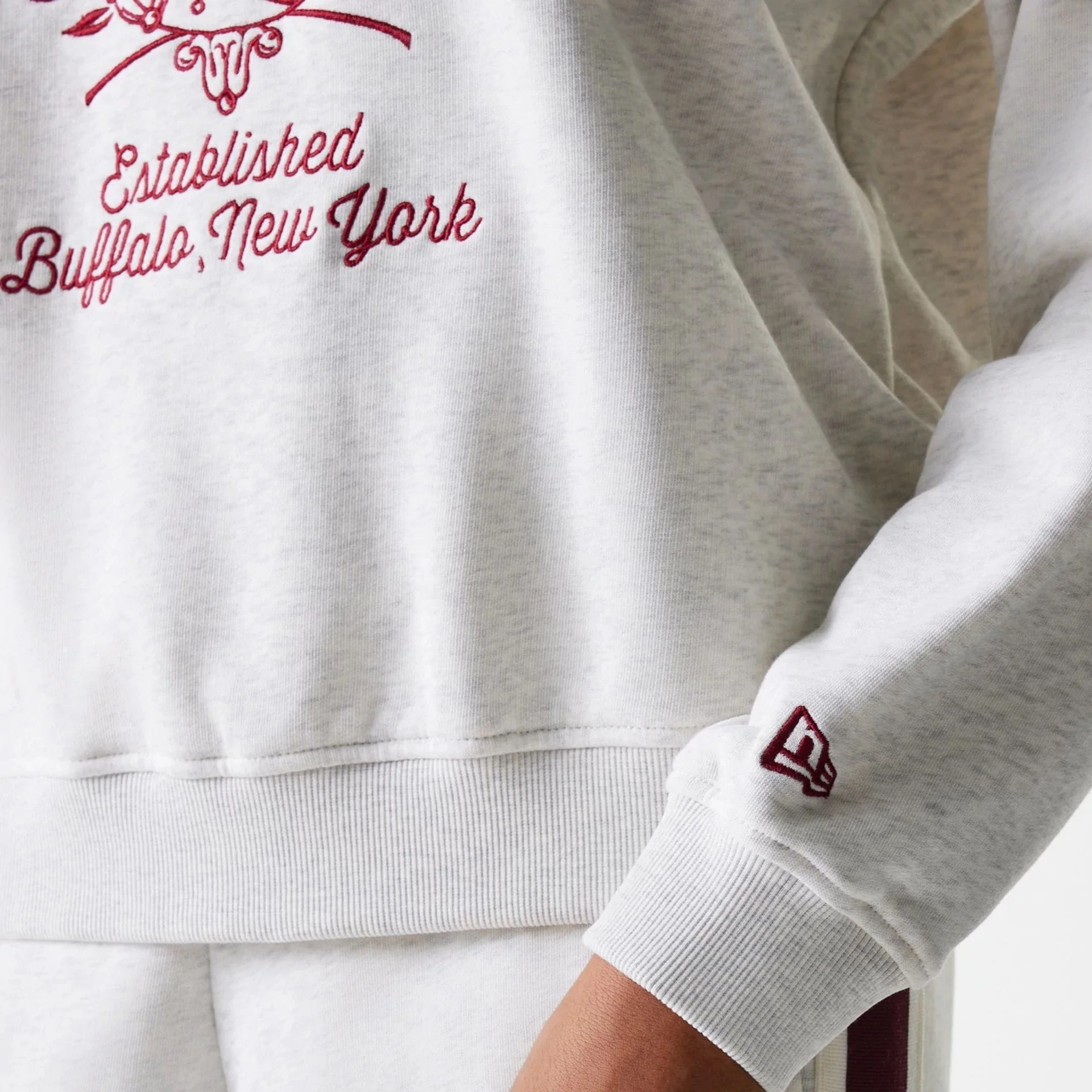 Womens New Era Crest Graphic Pastel Grey Crew Neck Sweater - Image 6