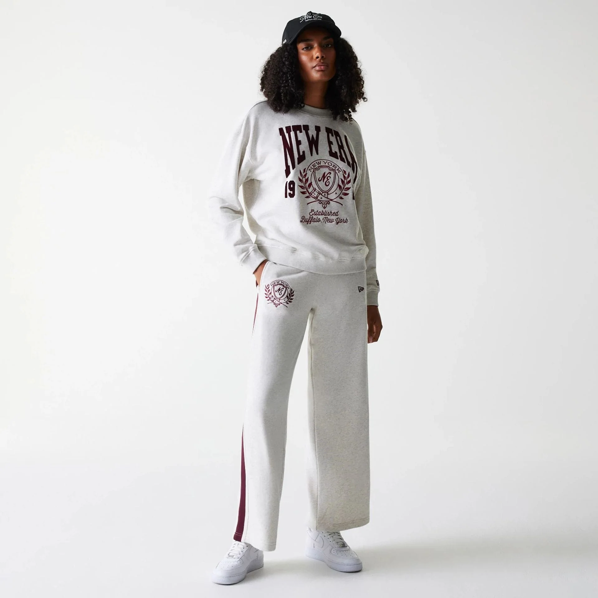 Womens New Era Crest Graphic Pastel Grey Crew Neck Sweater - Image 8
