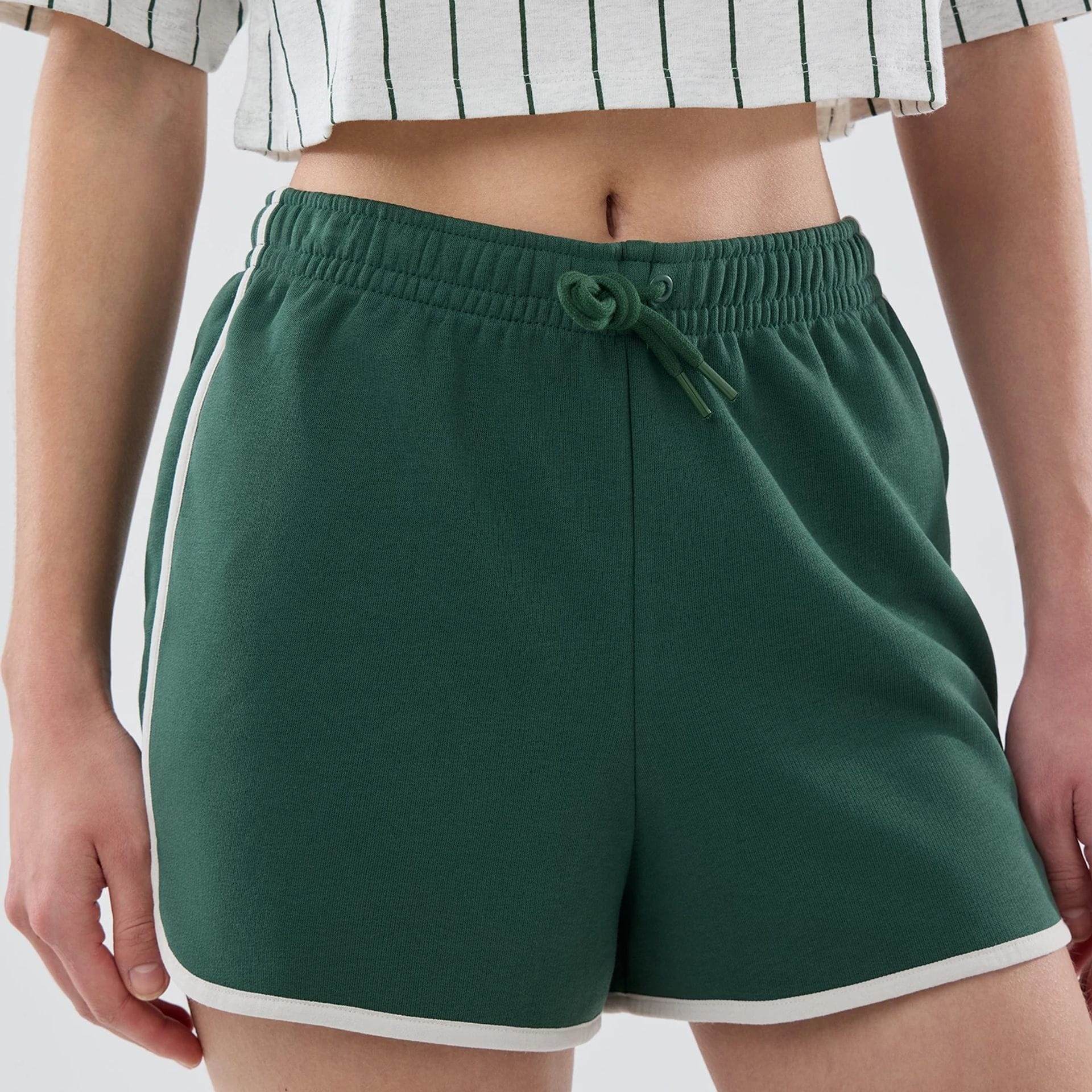 Womens New Era Dark Green Track Shorts - Image 3