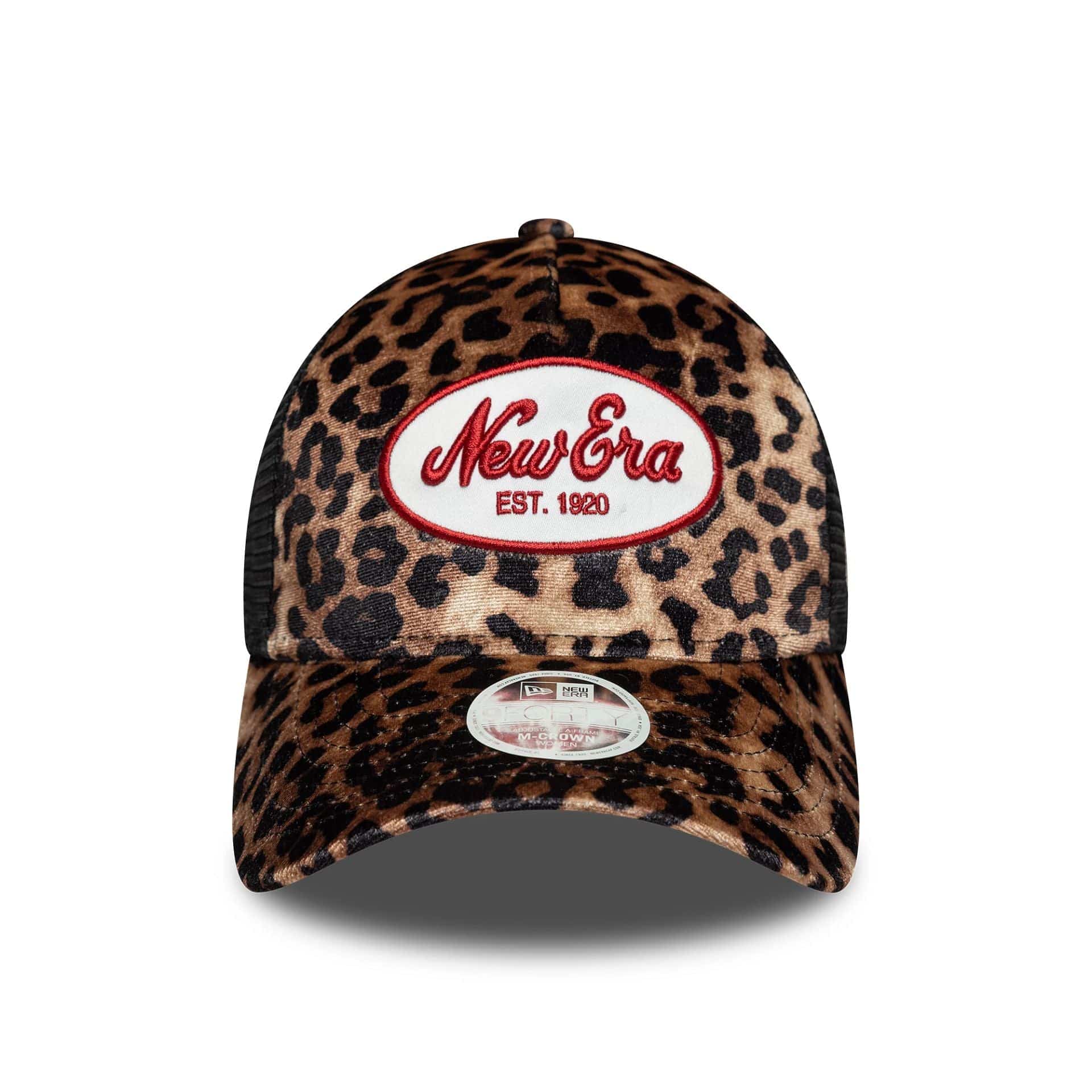 Womens New Era Leopard Light Beige 9FORTY M-Crown A-Frame Trucker Cap - Image 2