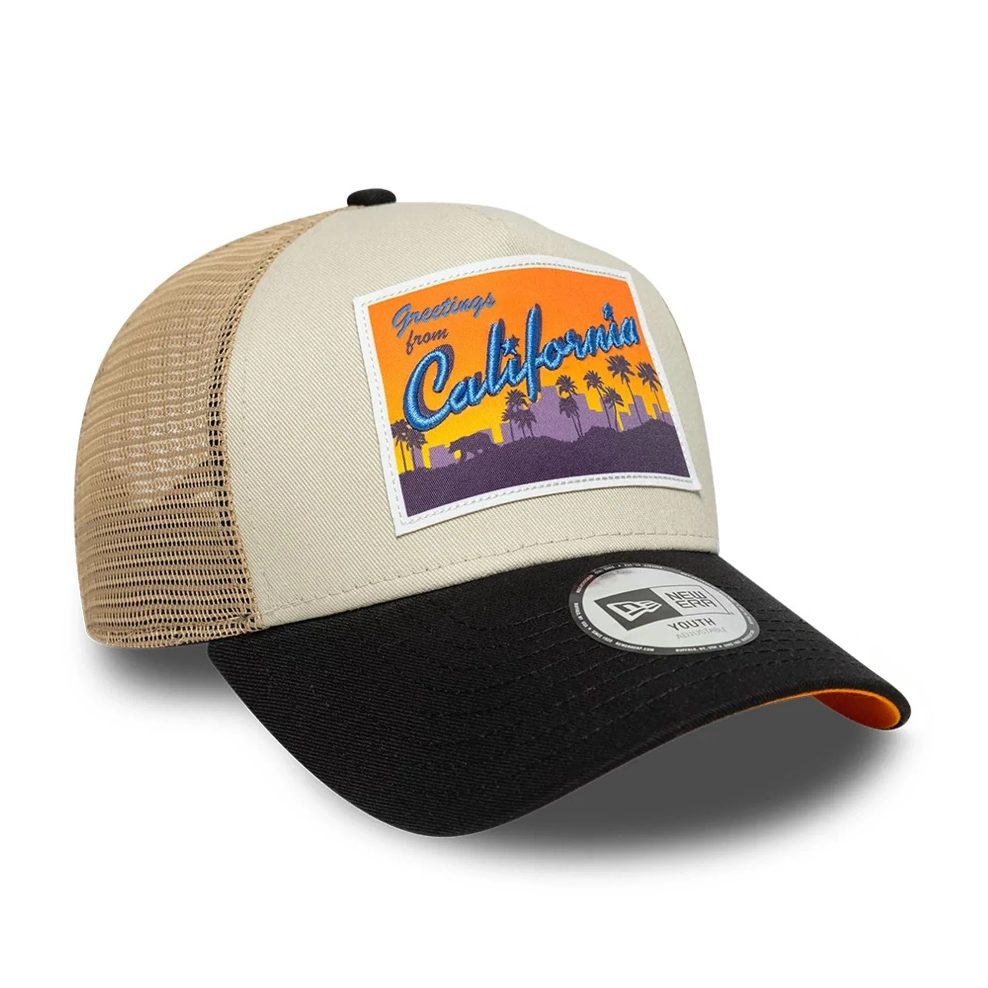 Youth New Era Location Light Beige 9FORTY A-Frame Trucker Adjustable Cap - Image 3